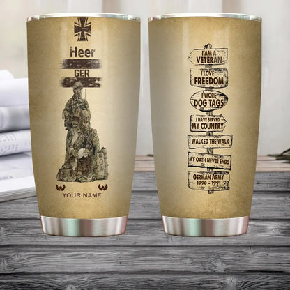 Personalized Germany Veteran/ Soldier With Rank, Year And Name Tumbler - 12062401QA