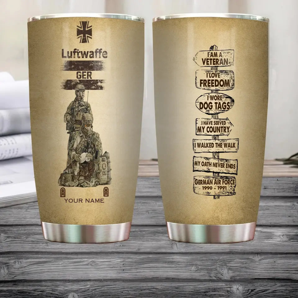 Personalized Germany Veteran/ Soldier With Rank, Year And Name Tumbler - 12062401QA