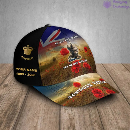 Personalized Rank, Year And Name Australia Soldier/Veterans Baseball Cap - 17182368