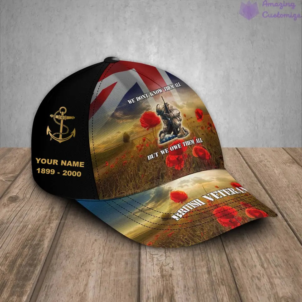 Personalized Rank, Year And Name UK Soldier/Veterans Baseball Cap - 17182368