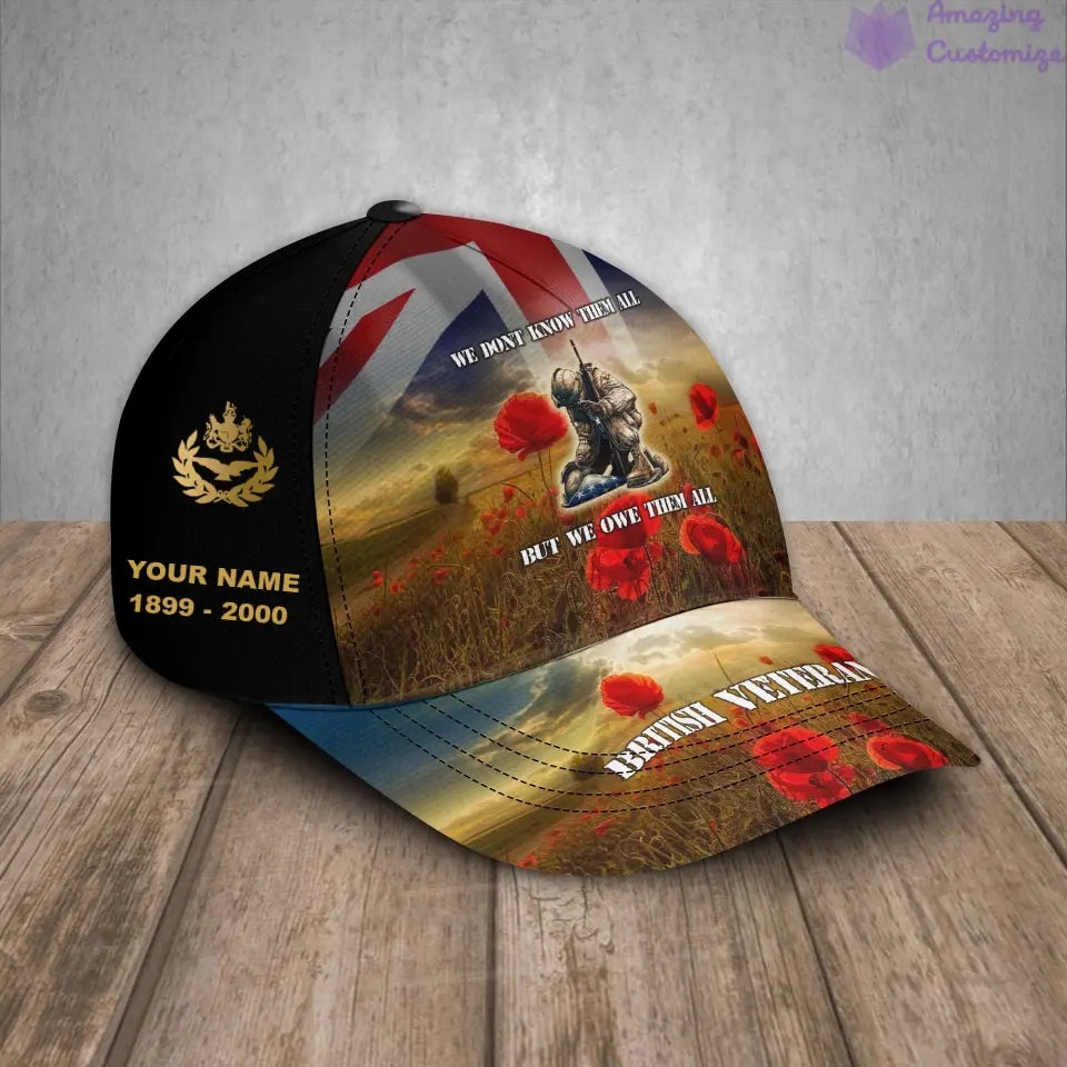 Personalized Rank, Year And Name UK Soldier/Veterans Baseball Cap - 17182368