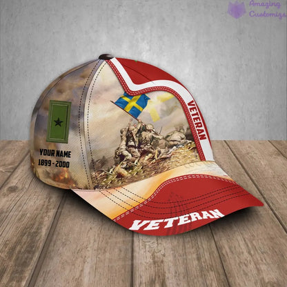 Personalized Rank, Year And Name Sweden Soldier/Veterans Baseball Cap - 17177184