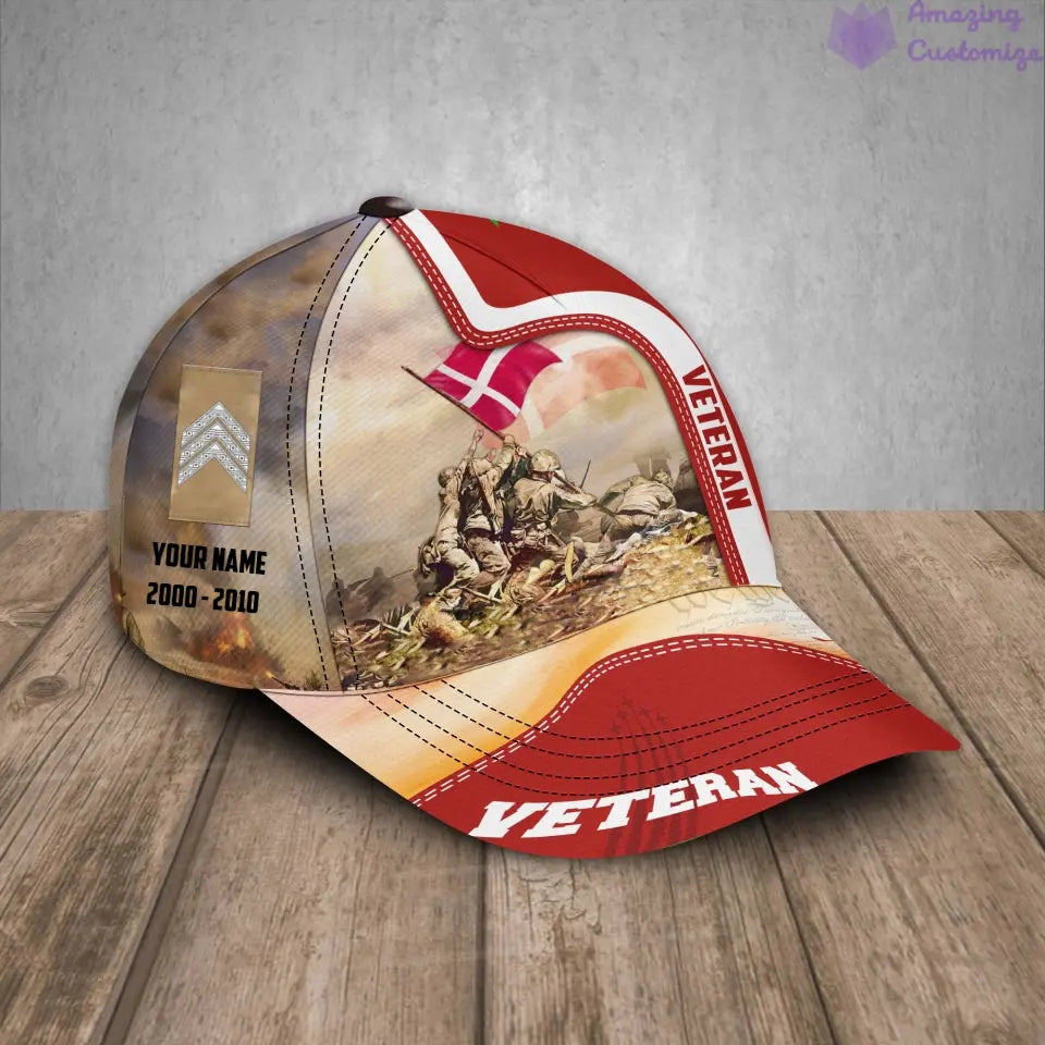 Personalized Rank, Year And Name Denmark Soldier/Veterans Baseball Cap - 17177184