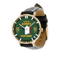 Personalized France Soldier/ Veteran With Name, Rank and Year Black Stitched Leather Watch - 17062402QA - Gold Version