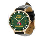 Personalized UK Soldier/ Veteran With Name, Rank and Year Black Stitched Leather Watch - 17062402QA - Gold Version