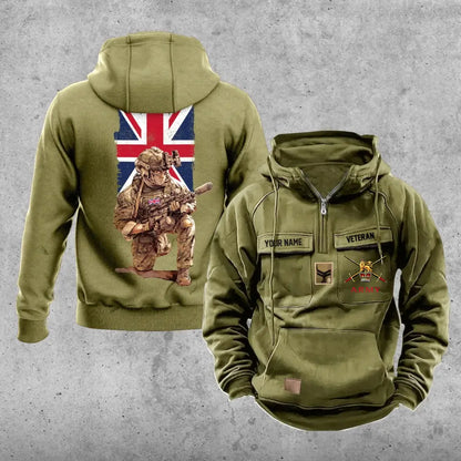 Sweat à capuche vintage personnalisé avec imprimé soldat/vétéran britannique - 21062402QA