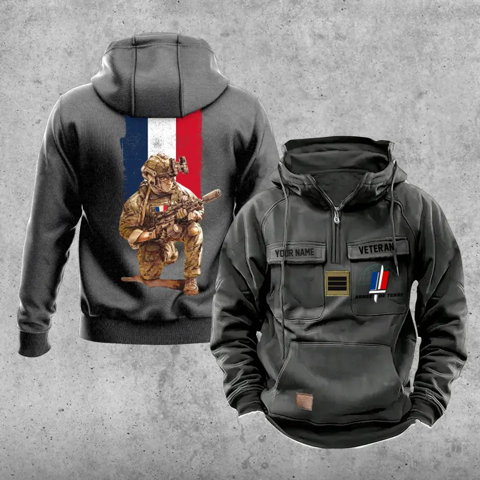 Personalized France Soldier/Veteran Vintage Hoodie All Over Printed - 21062402QA