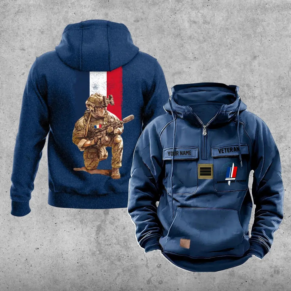 Personalized France Soldier/Veteran Vintage Hoodie All Over Printed - 21062402QA