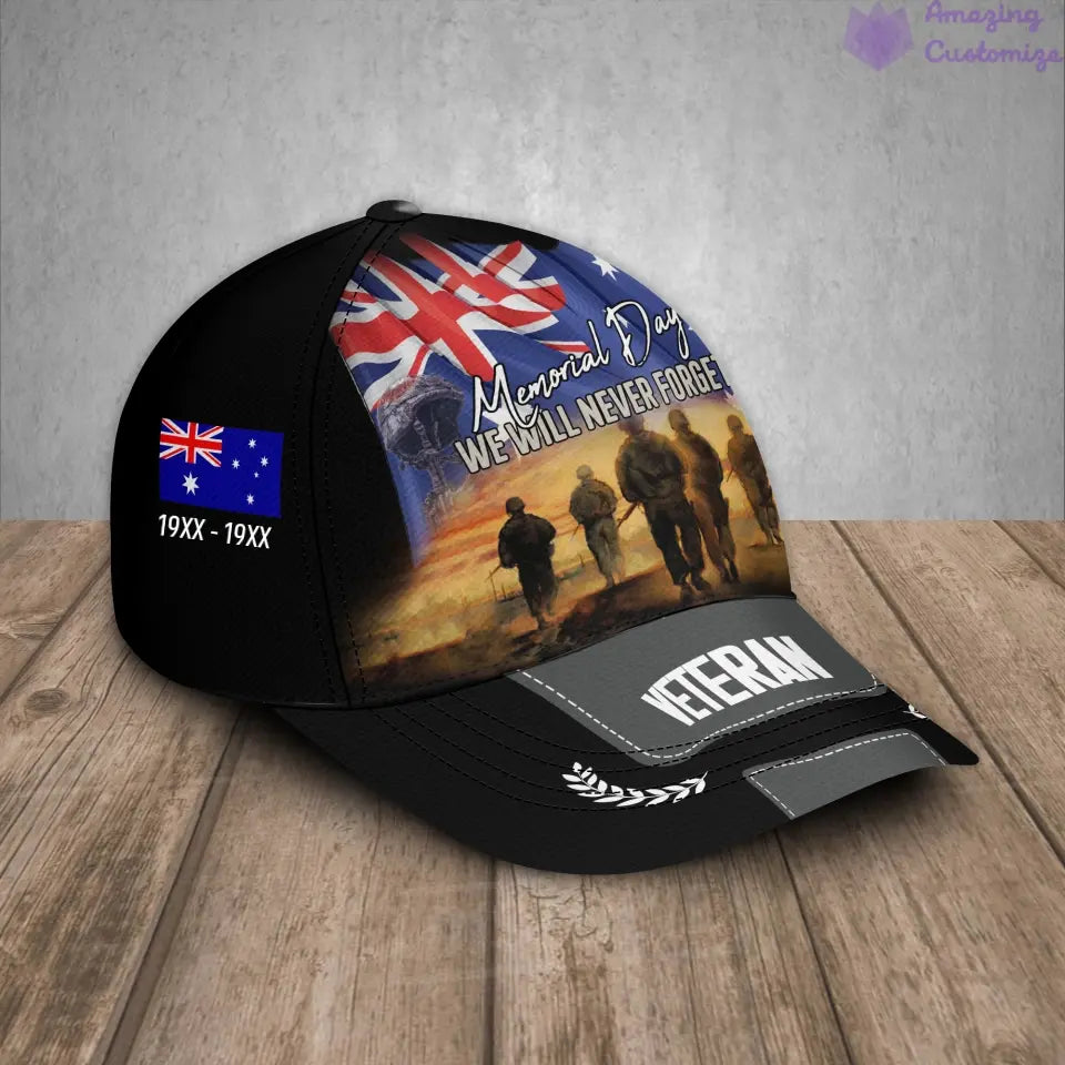 Personalized Rank, Year And Name Australia Soldier/Veterans Baseball Cap - 17188416