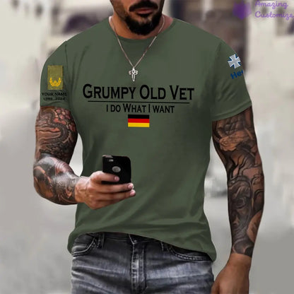 Personalisiertes Deutschland T-Shirt mit Namen und Rang Soldat/Veteran, komplett bedruckt – 24062401QA