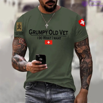 Personalized Swiss Soldier/Veteran with Name and Rank T-shirt All Over Printed - 24062401QA