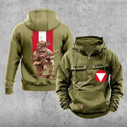 Sweat à capuche vintage personnalisé soldat/vétéran autrichien imprimé sur toute la surface - 21062402QA