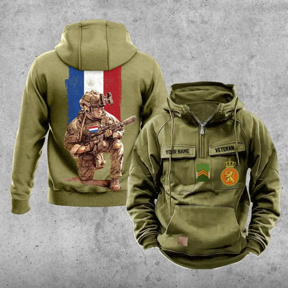 Sweat à capuche vintage personnalisé avec imprimé intégral du soldat/vétéran des Pays-Bas - 21062402QA