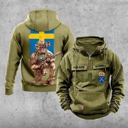 Personalisierter Schweden Soldat/Veteran Vintage Kapuzenpullover Allover bedruckt - 21062402QA