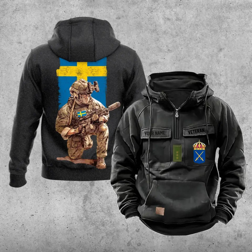 Personalized Sweden Soldier/Veteran Vintage Hoodie All Over Printed - 21062402QA