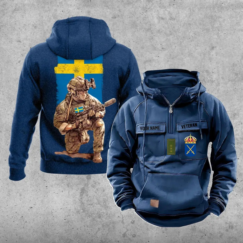 Personalisierter Schweden Soldat/Veteran Vintage Kapuzenpullover Allover bedruckt - 21062402QA