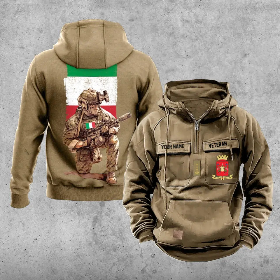 Personalized Italy Soldier/Veteran Vintage Hoodie All Over Printed - 21062402QA