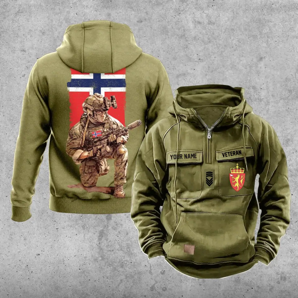 Personalisierter Norwegen Soldat/Veteran Vintage Kapuzenpullover Allover bedruckt - 21062402QA