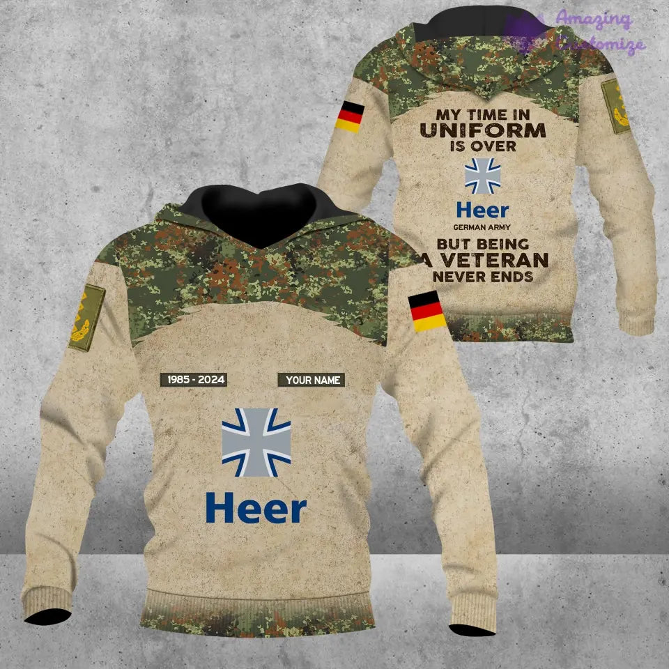 Personalized Germany Soldier/Veteran Camo with Name, Year and Rank Hoodie All Over Printed - 17193600