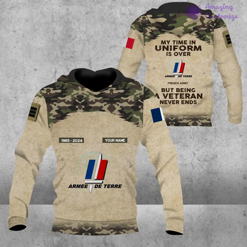 Personalized France Soldier/Veteran Camo with Name, Year and Rank Hoodie All Over Printed - 17193600