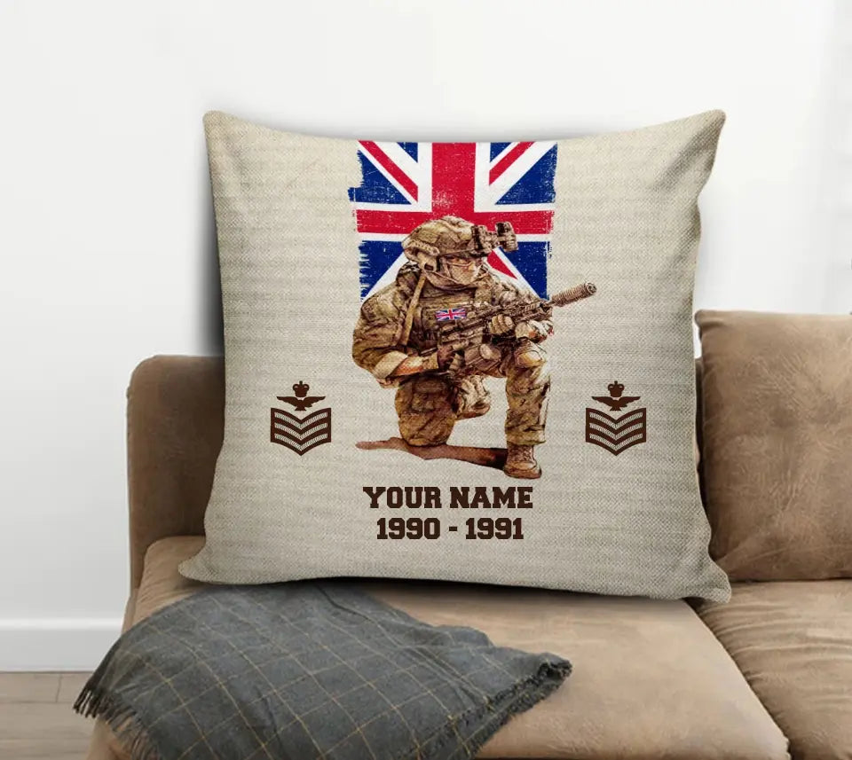 Personalized UK Soldier/ Veteran With Name, Year And Rank Pillow 3D Printed - 03072401UT