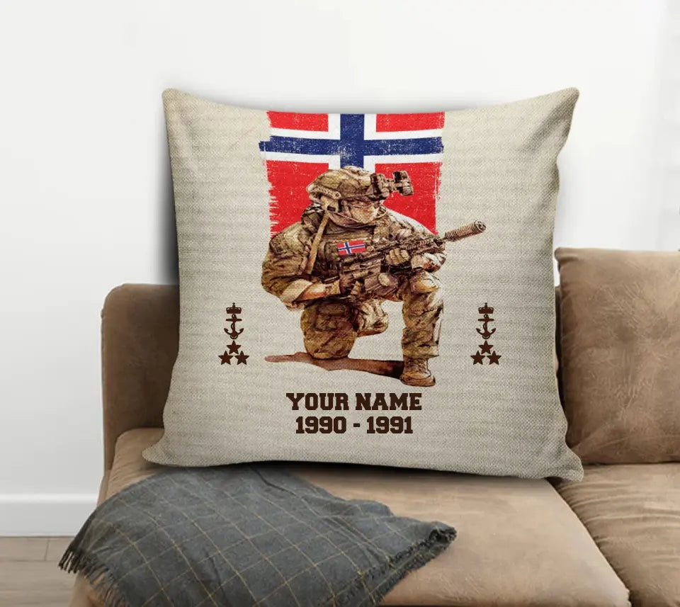 Personalized Norway Soldier/ Veteran With Name, Year And Rank Pillow 3D Printed - 03072401UT