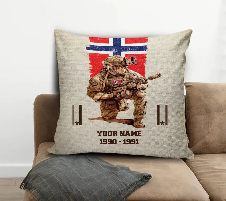 Personalized Norway Soldier/ Veteran With Name, Year And Rank Pillow 3D Printed - 03072401UT