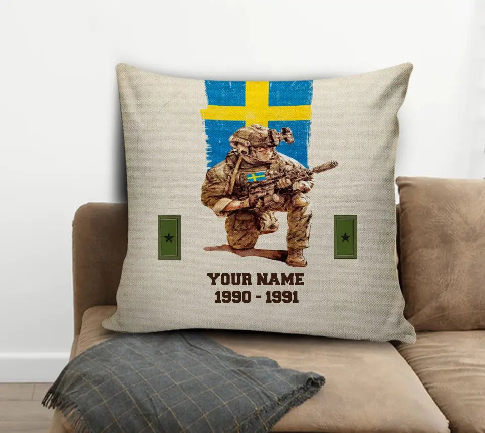 Personalized Sweden Soldier/ Veteran With Name, Year And Rank Pillow 3D Printed - 03072401UT