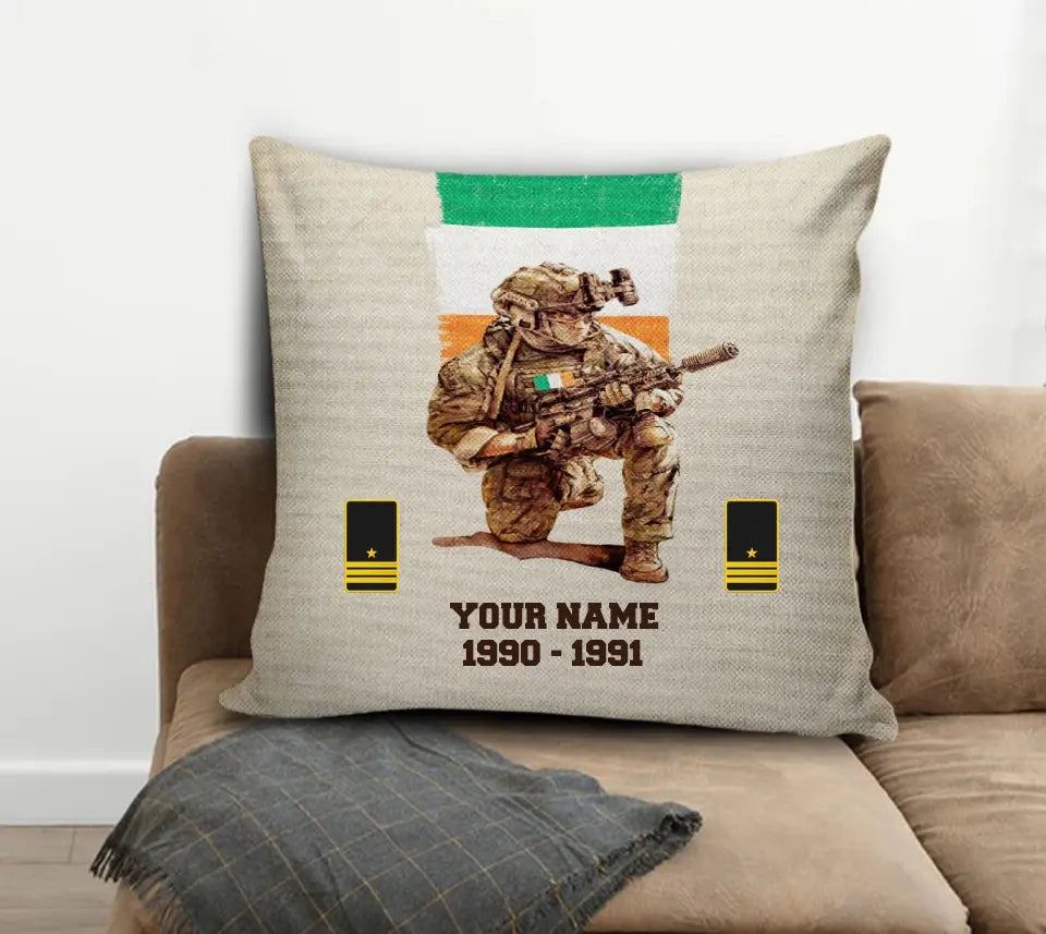 Personalized Ireland Soldier/ Veteran With Name, Year And Rank Pillow 3D Printed - 03072401UT