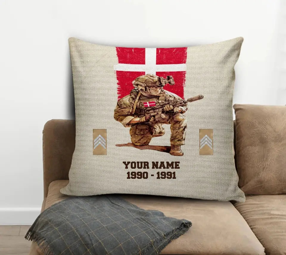 Personalized Denmark Soldier/ Veteran With Name, Year And Rank Pillow 3D Printed - 03072401UT