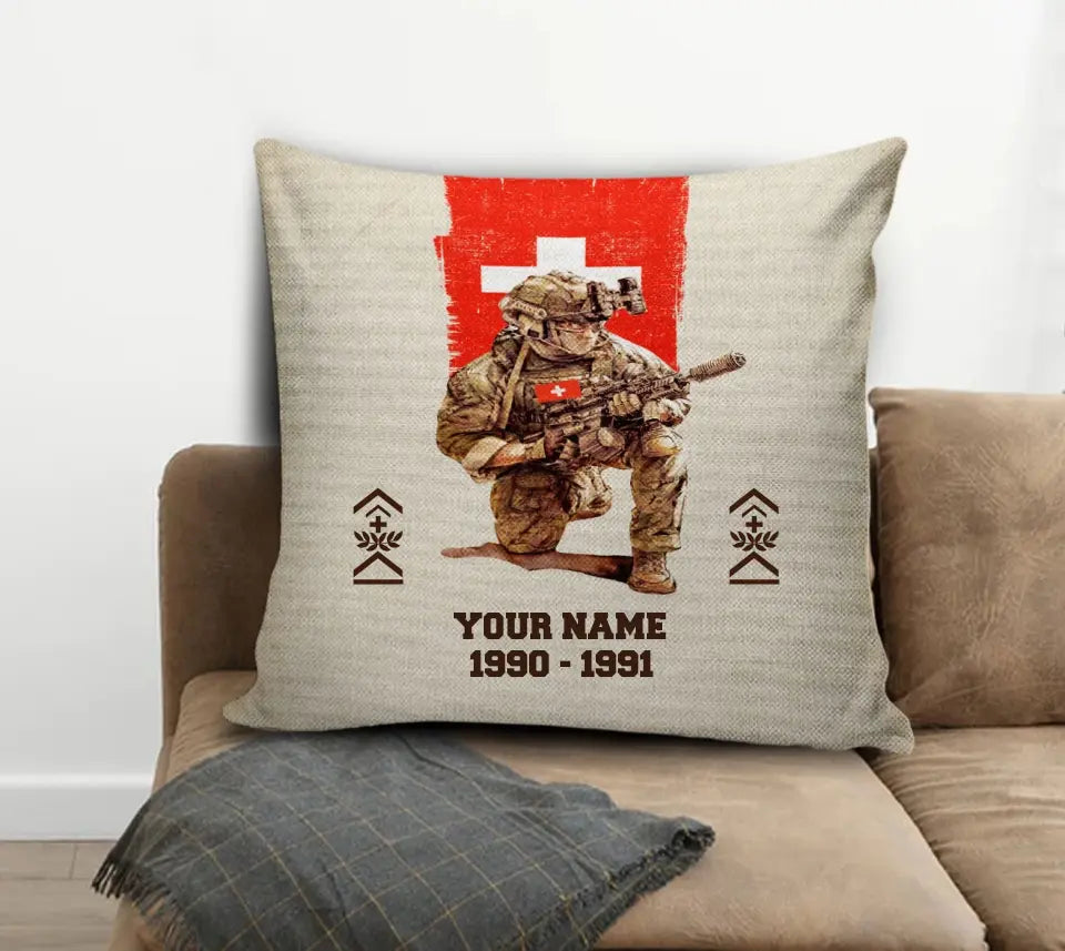 Personalized Swiss Soldier/ Veteran With Name, Year And Rank Pillow 3D Printed - 03072401UT