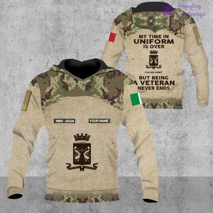 Personalisierter Kapuzenpullover mit Rundumdruck für italienische Soldaten/Veteranen mit Namen, Jahr und Rang – 17200512