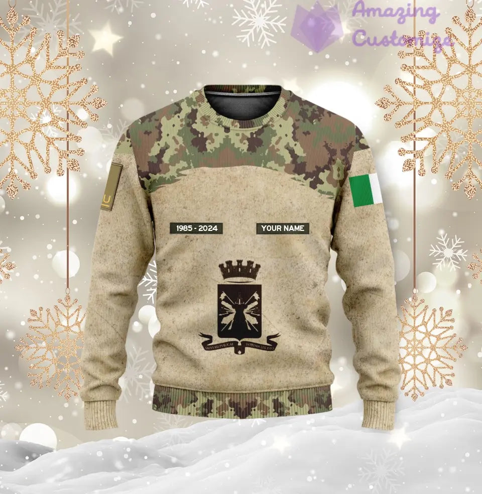 Personalisierter Kapuzenpullover mit Rundumdruck für italienische Soldaten/Veteranen mit Namen, Jahr und Rang – 17200512