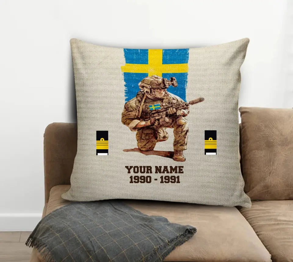 Personalized Sweden Soldier/ Veteran With Name, Year And Rank Pillow 3D Printed - 03072401UT