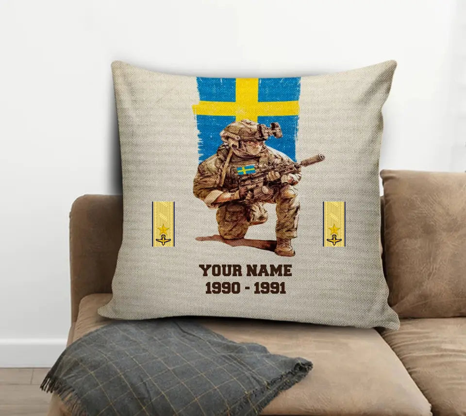 Personalized Sweden Soldier/ Veteran With Name, Year And Rank Pillow 3D Printed - 03072401UT