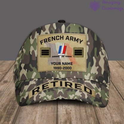 Casquette de baseball camouflage personnalisée avec grade, année et nom de soldat/ancien combattant français - 17202240