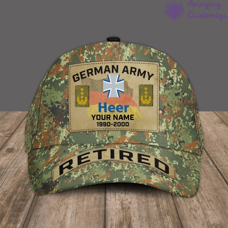 Personalisierter Rang, Jahr und Name Deutscher Soldat/Veteran, Camouflage-Baseballkappe, Veteran – 17202240