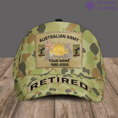 Casquette de baseball camouflage personnalisée avec grade, année et nom pour soldat/vétéran australien - 17202240