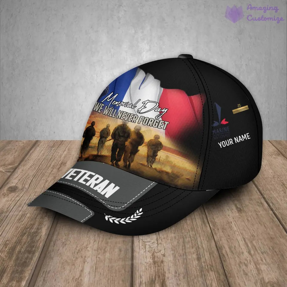 Personalized Rank, Year And Name France Soldier/Veterans Baseball Cap - 17188416