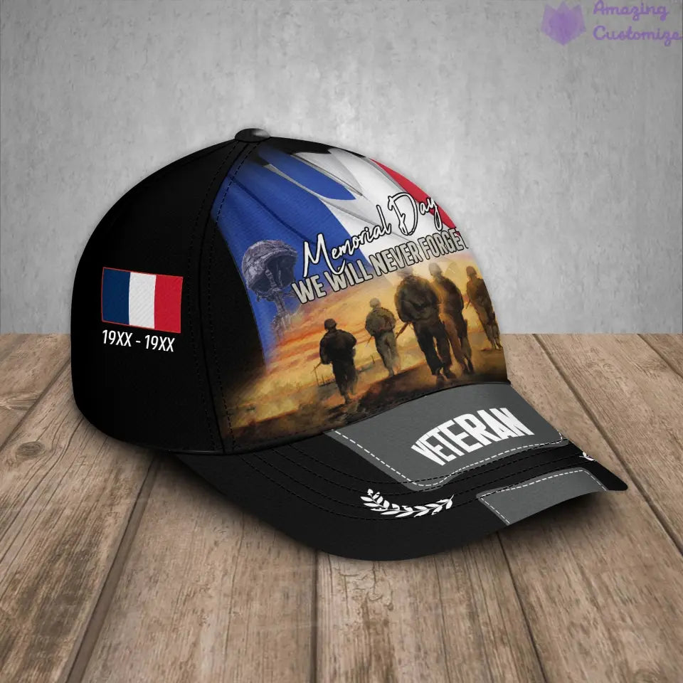 Personalized Rank, Year And Name France Soldier/Veterans Baseball Cap - 17188416