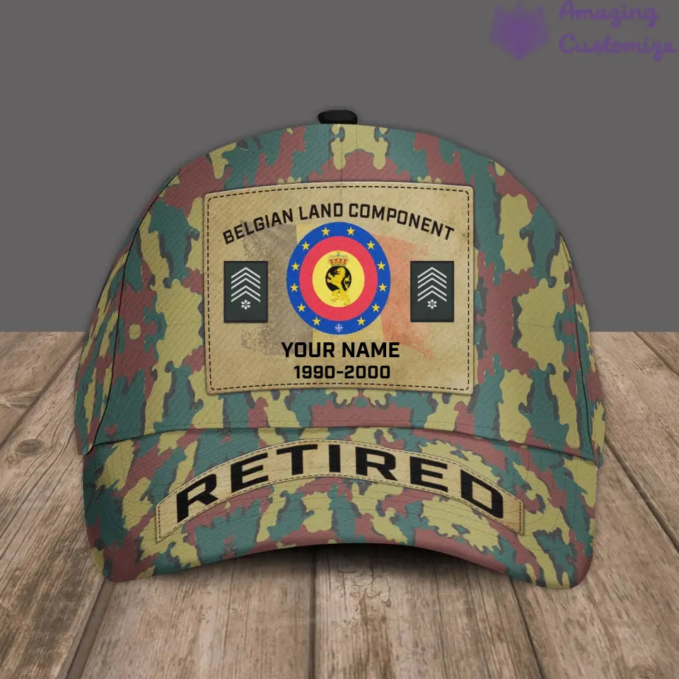 Personalized Rank, Year And Name Belgium Soldier/Veterans Camo Baseball Cap Veteran - 17202240