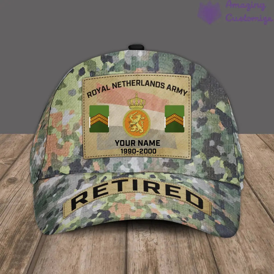 Casquette de baseball camouflage personnalisée avec grade, année et nom de soldat/ancien combattant néerlandais - 17202240