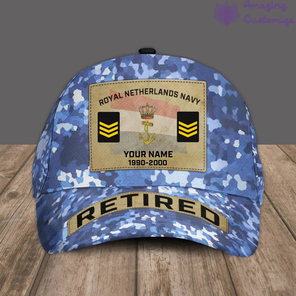 Casquette de baseball camouflage personnalisée avec grade, année et nom de soldat/ancien combattant néerlandais - 17202240