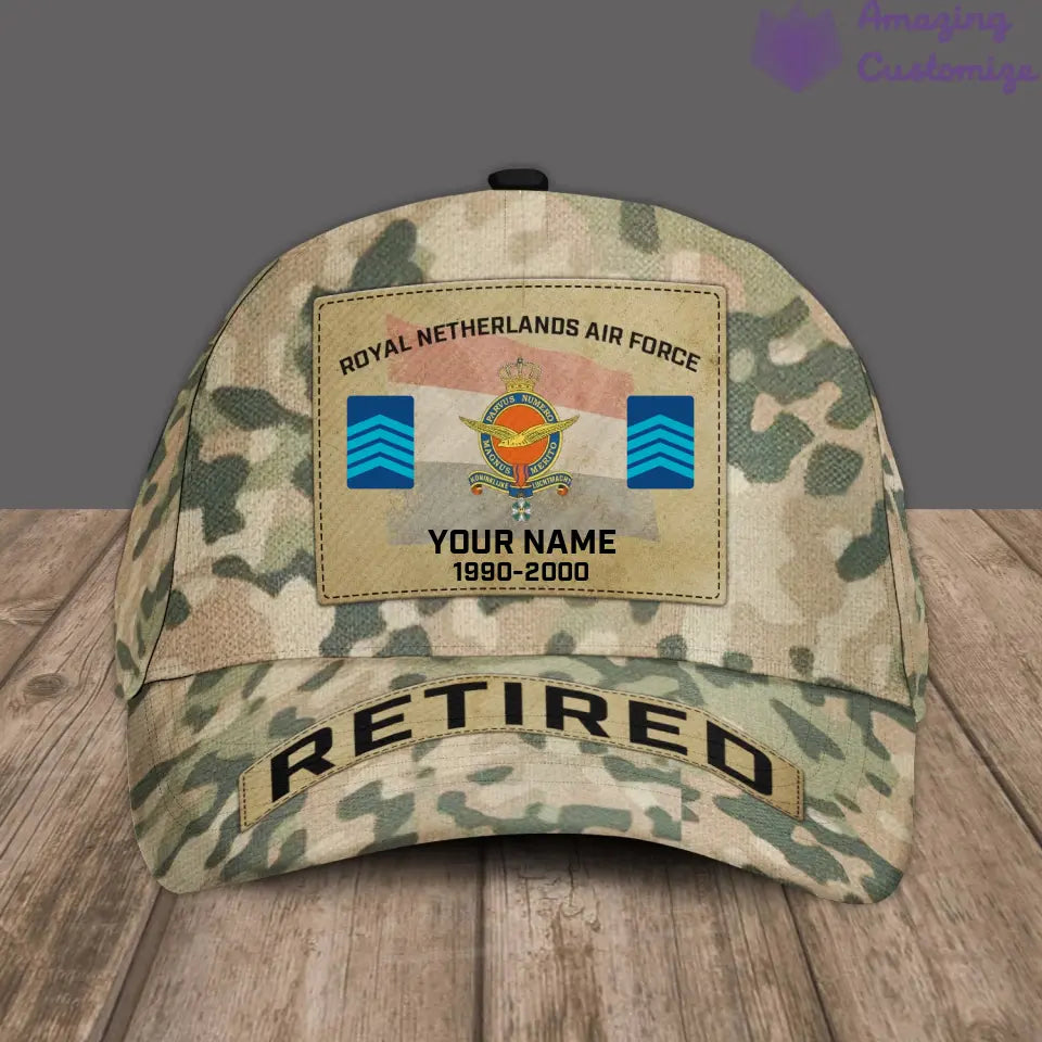 Casquette de baseball camouflage personnalisée avec grade, année et nom de soldat/ancien combattant néerlandais - 17202240