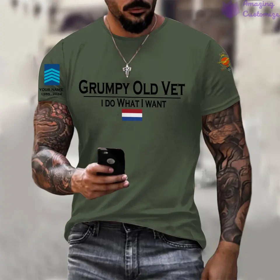 Personalized Netherlands with Name and Rank Soldier/Veteran T-shirt All Over Printed - 24062401QA