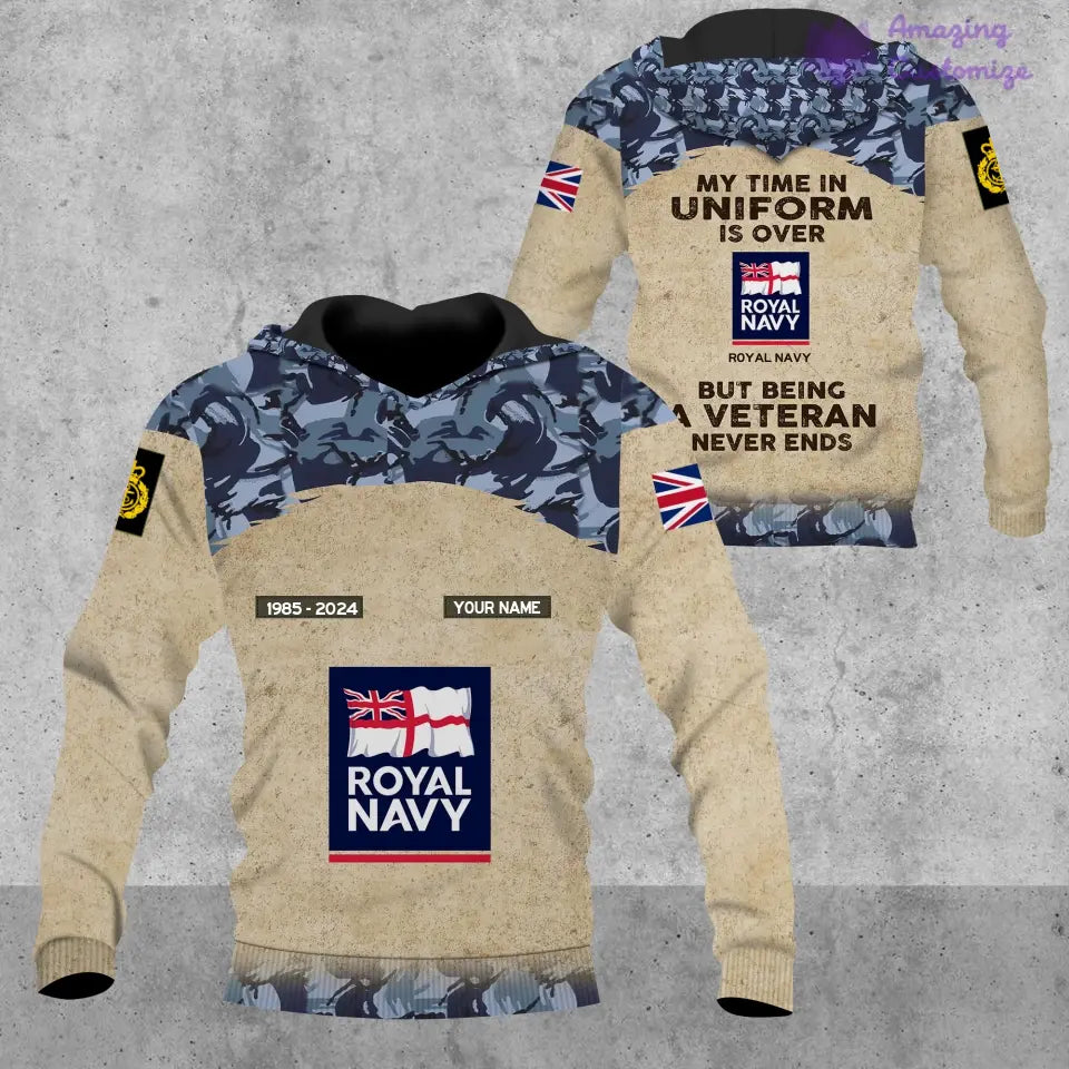 Personalized UK Soldier/Veteran Camo with Name, Year and Rank Hoodie All Over Printed - 17193600