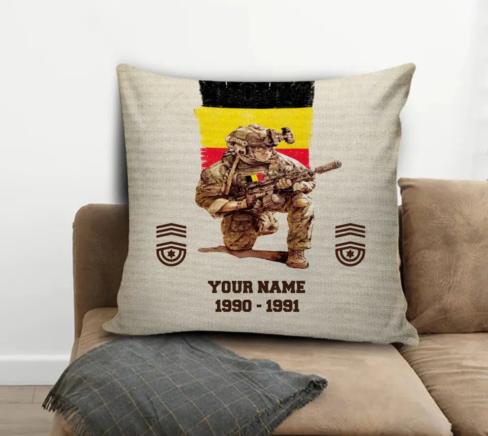 Personalized Belgium Soldier/ Veteran With Name, Year And Rank Pillow 3D Printed - 03072401UT