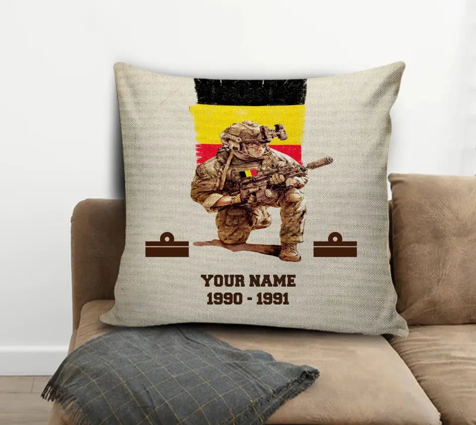 Personalized Belgium Soldier/ Veteran With Name, Year And Rank Pillow 3D Printed - 03072401UT