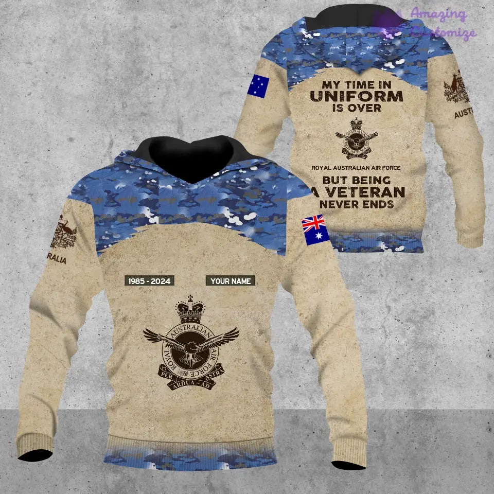 Personalized Australia Soldier/Veteran Camo with Name, Year and Rank Hoodie All Over Printed - 17200512