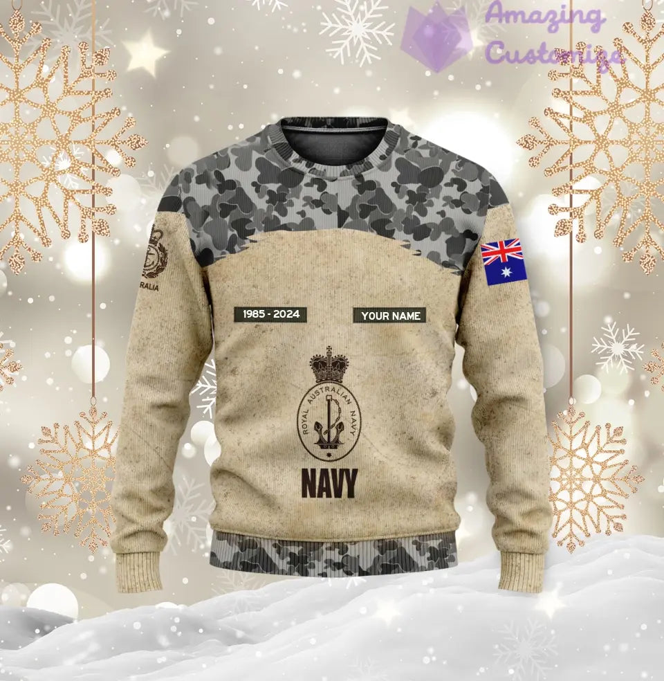 Personalisierter australischer Soldat/Veteranen-Hoodie im Camouflage-Stil mit Namen, Jahr und Rang, komplett bedruckt – 17200512